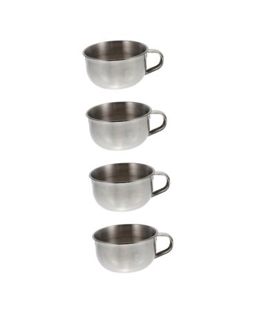 DOITOOL 4pcs Shaving Soap Bowl Stainless Steel Man Beard Cosmetic Silverx4pcs 10x8.5cmx4pcs