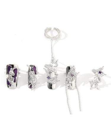 Metal Adjustable Nail Art Set Combination Joint Women Party Jewelry Metal Open Nail Set Alloy Material Finger Tip Men