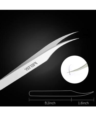 Feita Professional Stainless Steel Volume Eyelash Extension Tweezers - Angled & Curved Precision Tools for 3D-6D Lashes & Hair Removal (Set of 2) - Buy Online on SooperMarket.com