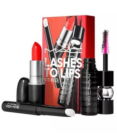 M.A.C Lashes To Lips Kit: Red - Lipstick (Lady Danger) Mascara (Black Stack) & Primer