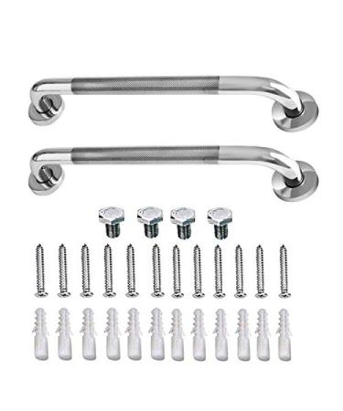 KisSealed Shower Grab Bars Pack of 2 Chrome Stainless Steel Bathroom Grab Bar Anti Slip Bathroom Safety Bars Handicap Elderly Assist Bath Handle for Bathtubs and Showers(16 Inch)