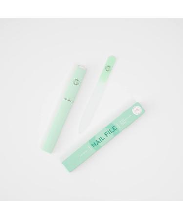 Malva Belle Crystal Glass Nail File - Professional Salon Filing Tool for Natural Nails, Double Sided Tempered Glass, Long Lasting - Pastel Green 2mm - Buy Online on SooperMarket.com