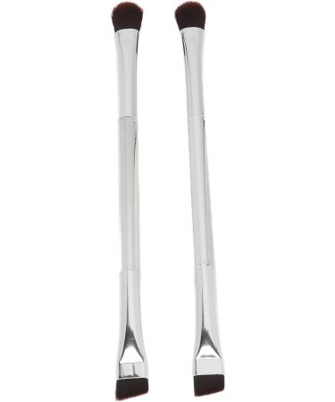 Slanted Eyebrow Brush Professional Double Ended Ergonomic Silver Portable 2pcs Eyeshadow Brush Makeup for Party - Buy Online on SooperMarket.com
