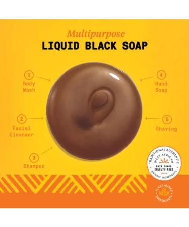 Alaffia Skin Care African Black Soap - 32 Fl Oz All-in-One Liquid Soap for Face, Body, Hair, and Shaving - Shea Butter Moisturizing Formula for Sensitive Skin - Unscented - Buy Online on SooperMarket.com