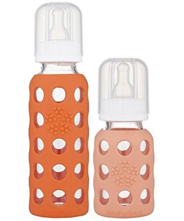Lifefactory 4oz/9oz Glass Baby Bottle 2pk - Papaya/Cantaloupe