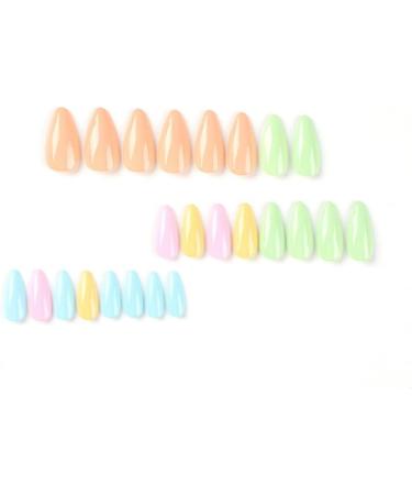 Justotry 24 Pcs Glossy Solid Oval Short False Nails Multi-Colour French Press On Nails - Almond Medium Stick On Nails with Nail Glue for Women's Nail Art - Buy Online on SooperMarket.com
