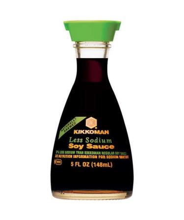 Kikkoman Less Sodium Soy Sauce Dispenser, 5-Ounce Glass Bottle (Pack of 4)