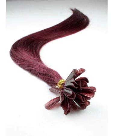 Real Remy Human Hair Extensions Plum Red #99J Prebond Keratin Bonds All Lengths (20")