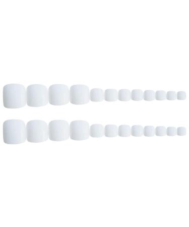RODAKY Glossy White Press On Toe Nails for Women - 24PCS Fashion False Toenail Full Cover Acrylic Foot Nails - Buy Online on SooperMarket.com