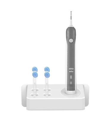 IBERLS Electric Toothbrush Head Holder for Braun Oral B Series, Bathroom Wall Mounted Brush Heads Organizer Compatible with Four Toothbrush Heads and One Charger (White)