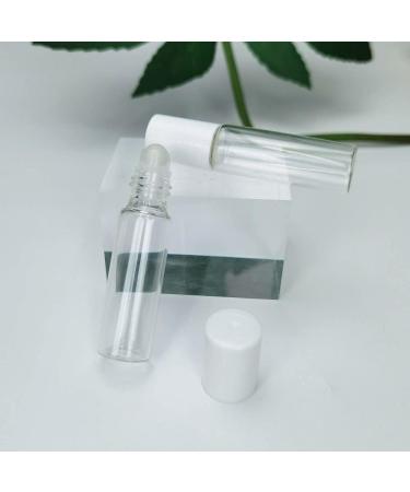 50 Pack 5ml Clear Roller Bottles with White Lids for Essential Oils & Travel - Glass Oil Rollers - Buy Online on SooperMarket.com