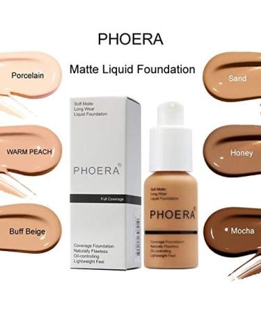 Aquapurity Phoera Full Coverage Foundation 107 Honey 30ml - Oil Control Concealer, Soft Matte Finish, Long Lasting Formula - Flawless Cream Smoothness - Buy Online on SooperMarket.com