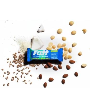 Fatt Keto Nut Bars - Coconut & Macadamia (4 count) | Low-Carb Gluten Free Snack Bars | High in Super Fats | Vegan & Sweetener Free | 3g Carbs | Pack of 1 - Buy Online on SooperMarket.com