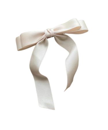 JSGHGDF Bowknot Hair Clip Elegances Long Ribbon Bowknot Shape Spring Hair Clip for Girl Photography Styling Tiaras Beige