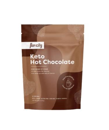 FlavCity Keto Hot Chocolate  Dairy Free and Sugar Free Cocoa Powder  High Fiber Drink Mix  Low Carb Hot Chocolate  Gifts for Chocolate Lovers (9.4 Oz)
