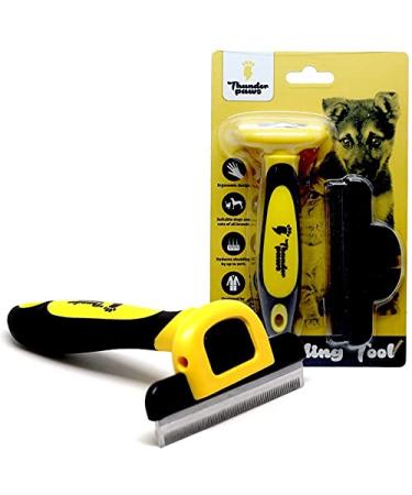 Thunderpaws Best Professional De-Shedding Tool and Pet Grooming Brush, D-Shedz for Breeds of Dogs, Cats with Short or Long Hair, Small, Medium and Large Yellow