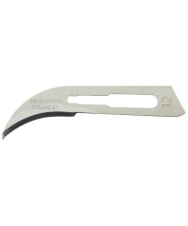 Swann-Morton 0204 Carbon Steel Surgical Scalpel Blade Sterile Size #12 Individual Foil Pack 100 Count 38 DE