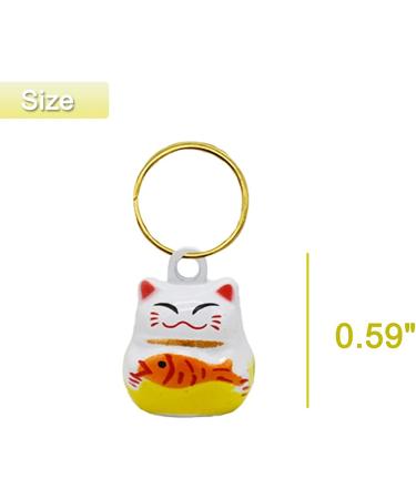 6 Pack Lucky Cat Collar Bells for Potty Training - White, Red, Yellow - Includes Free Clips & Key Rings - Buy Online on SooperMarket.com