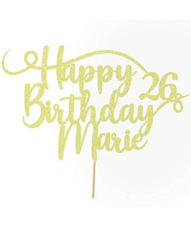 Cakeshop personalized Happy Birthday glitter cake decoration adapted color every name & every old cake decoration for birthday party (champagne)
