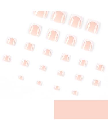 French White Square Short Full Cover Fake Toe Nails 24PCS - Toe Nails with Glue Sticker and File - False Gel Toe Nails Tips for Women, Teens, Girls - Buy Online on SooperMarket.com