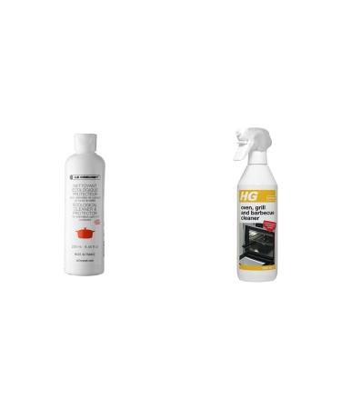 Le Creuset ecological cleaner and protector 250 ml 71039 & HG Grill Barbecue & Oven Cleaner Spray by HG Cleaning Products Heavy Duty Degreaser Spray & Stainless Steel Cleaner 500 ml 250 ml + Cleaner Spray