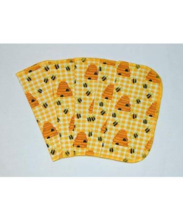 1 Ply Printed Flannel Little Wipes 8x8 Inches Set of 5 Honey Bee