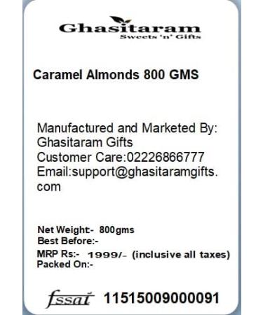 Ghasitaram Gifts Jaiccha Christmas Gifts Caramel Almonds 800 gms - Buy Online on SooperMarket.com
