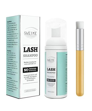 Eyelash Extension Shampoo 120ml & Brush Eyelid Foam Cleanser 100% Safe for Natural Lashes and Extension Paraben & Sulfate Free Non-Irritating Perfect for Salon and Home Use 4 fl.oz