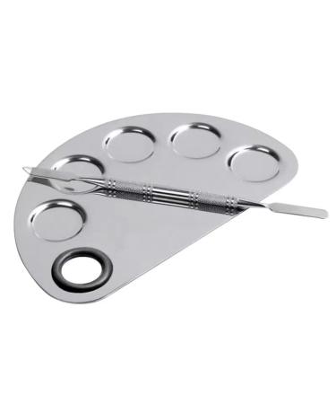Tsathoggua Professional Makeup Palette And Spatula Upgrade Mixing Make Up Palette Stainless Steel Cosmetic Palette With Spatula For Mixing Makeup Cosmetics Or Nail Art