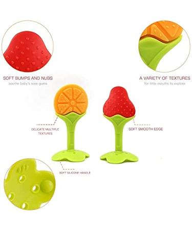 TEKSTAR Silicone Fruit Shape Baby Teething Toys Set - BPA Free, Freezer Safe Teethers to Soothe Infant and Toddler Gums - Buy Online on SooperMarket.com