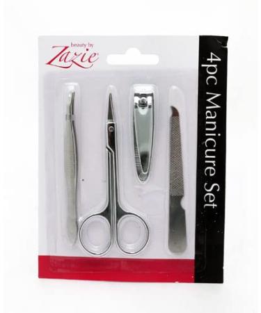 ZAZIE MANICURE SET (SCISSOR TWEEZER NAIL CUTTER NAIL FILE)1 UNIT - 4 PC SET