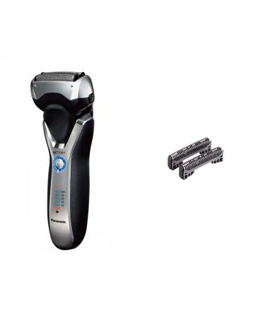 Panasonic wet/dry-razor ES-RT67 with 3 shear elements long-haired cutters 5-stage battery indicator black & replacement clerk for ES-8163/62/61/68 |2 pieces (1-pack) bundle with spare shear meter