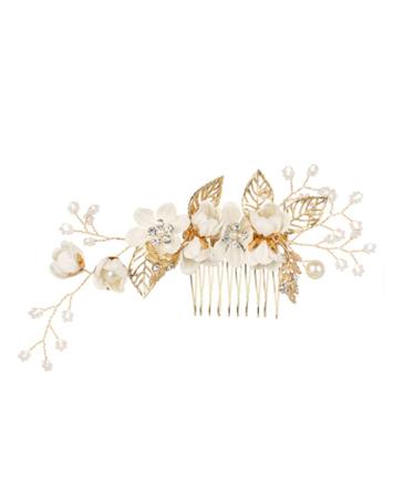 Minkissy Bridesmaid Hair Accessories Wedding Hair Comb Pearl Crystal Decor Clip Pin Rhinestone Flower Wedding Hair Accessories for Bride Bridesmaid (White) Flower Hair Accessories