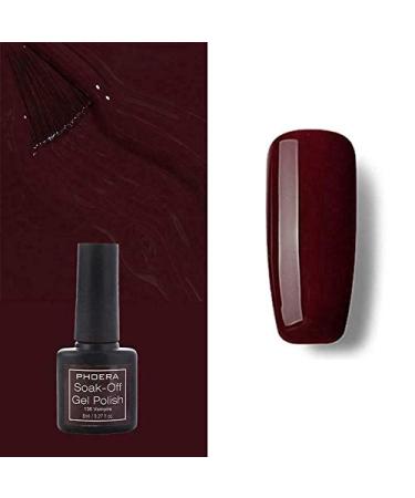 AQUAPURITY PHOERA UV Gel Nail Polish Soak off Color Gellish Base Top Tempered Matte Coat Long Lasting Varnish Manicure Art Polishes Non Smudge Formula 8ML (136 VAMPIRE)