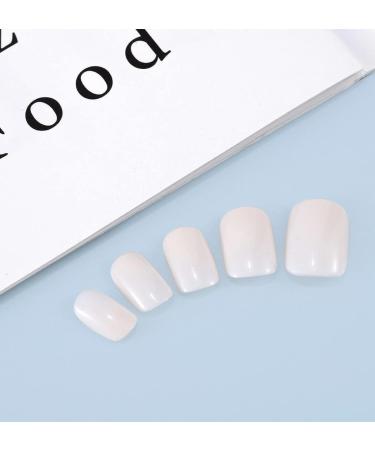 Sethexy Short Square White False Nails - Glossy Pure Color Collection | 24Pcs Full Cover Press on Acrylic Stick on Nails for Women and Girls - Buy Online on SooperMarket.com