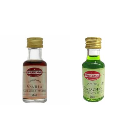Preema Vanilla Essence - 28ML And Preema Pistachio Flavouring Essence 28 ml Prefect For Baking | Halal | Premium Quality