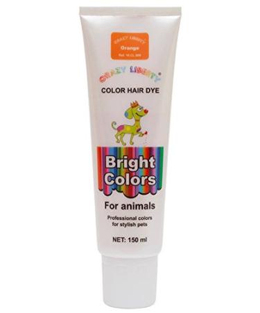 CRAZY LIBERTY Pets Hair dye (Orange), Permanent Dog Hair Dye, Non-Toxic Pet hair Dye for Creative Grooming, Pet Safe Hair Dyes last more 24 washes. Orange Hair Dye.