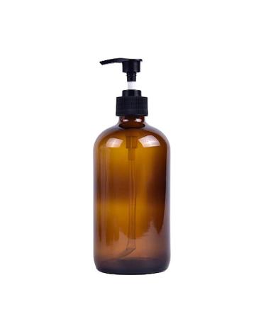 500ml empty refillable Bernstein glass shampoo shower gel packaging bottle container pot with plastic pump for make-up cosmetics bathroom soap liquid toilet items