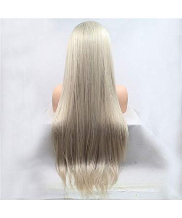 SUNNYBLUEE Platinum Straight Synthetic Lace Front Wig Heat-resistant Fiber Natural Hairline White Lady Wig 22 inch lace front
