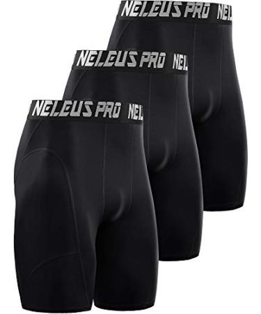 NELEUS Men's 3 Pack Compression Shorts Medium 6065 Black/Black/Black 3 Pack