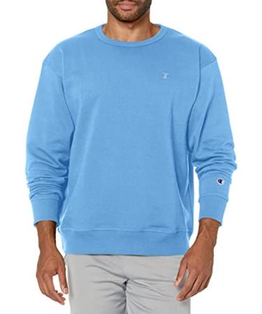 Champion Men's Powerblend Crewneck Sweatshirt,Best Crew Sweatshirts for Men(Reg. or Big & Tall) Standard Large Swiss Blue C Logo