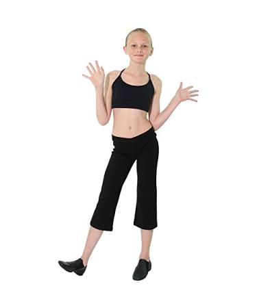 Danzcue Girls V-Front Waist Basic Jazz Capri Pant 8-10 Black