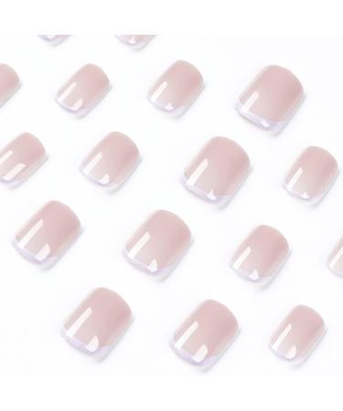 24PCS Glossy Square Press on Nails Light Purple Edge Short False Nails Full Cover Artificial Nails Tips for Women and Girls 15 - Buy Online on SooperMarket.com