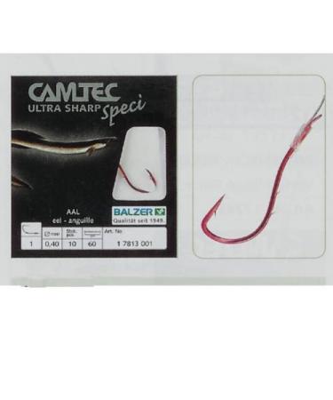 Balzer Camtec eel hooks 60cm red - 10 tied fishing hooks size 4 / 0.30mm