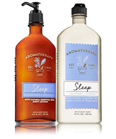 Bath & Body Works Aromatherapy Sleep - Lavender + Vanilla Body Lotion  6.5 Fl Oz + Body Wash & Foam Bath  10 Fl Oz