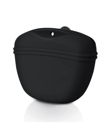 KOMUNJ Silicone Dog Treat Pouch Treat Bag for Dogs Silicone Dog Treat Bag for Dog Training Clip on Portable Training Container (Black)