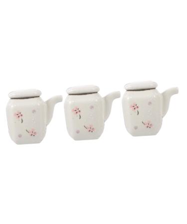 ABOOFAN 3pcs Ceramic Soy Sauce Pot Japanese Oil Dispenser Vinegar Jar Porcelain Olive Oil Bottle Oil Pot Vinegar Bowl Kitchen Seasoning Jar Japanese Soy Sauce Shoyu Ceramics Lecythus White 8X7.5X5CMx3pcs Whitex3pcs