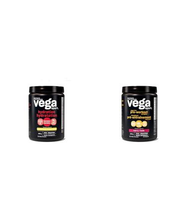 Vega Sport Hydration Electrolyte Powder + Vega Sport Sugar Free Pre-Workout Energizer | Vegan Keto Friendly Non-GMO