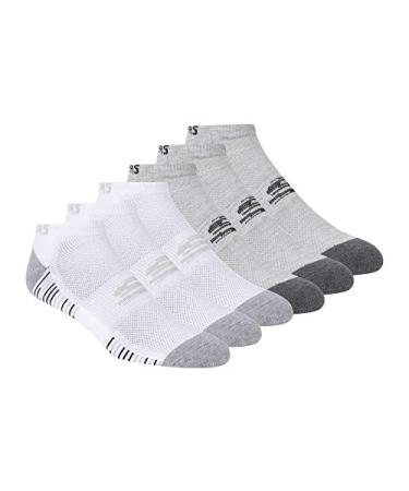 Skechers mens 6 Pack Low Cut Socks One Size White/Gray