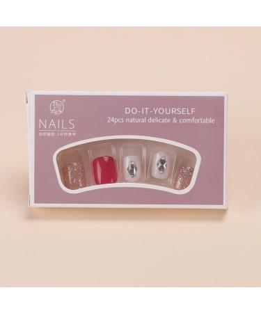Wearing nail art nail patches for autumn and winter appearing white and purple with pearl gloss The nail patches are detachable (Color : B Size : Gold plated sealant glue version) 1 count (Pack of 1) B - Buy Online on SooperMarket.com